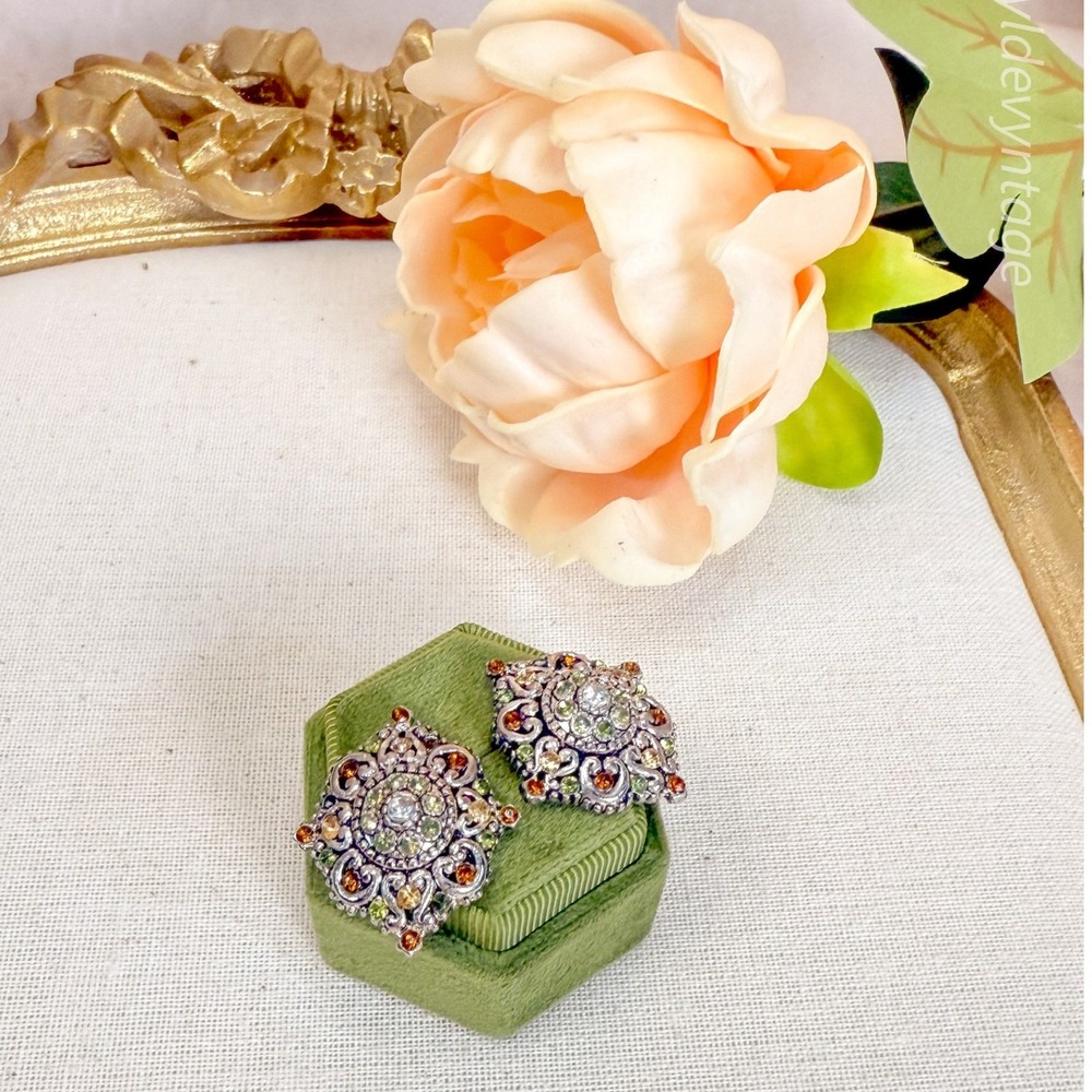 Silver‎ Jeweled Statement Earrings